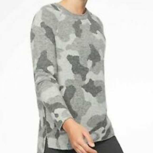 ATHLETA GRAY CAMO ALPACA MERINO WOOL SWEATER - Picture 1 of 7